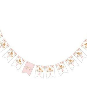 Little Girls Woodland theme birthday banner & card & gift sign.